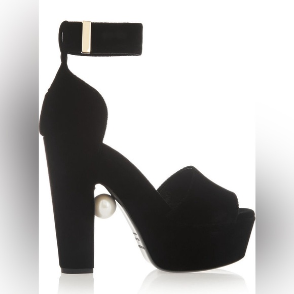 Nicholas Kirkwood Hidden Pearl Platform Suede Sandals - Picture 5 of 16